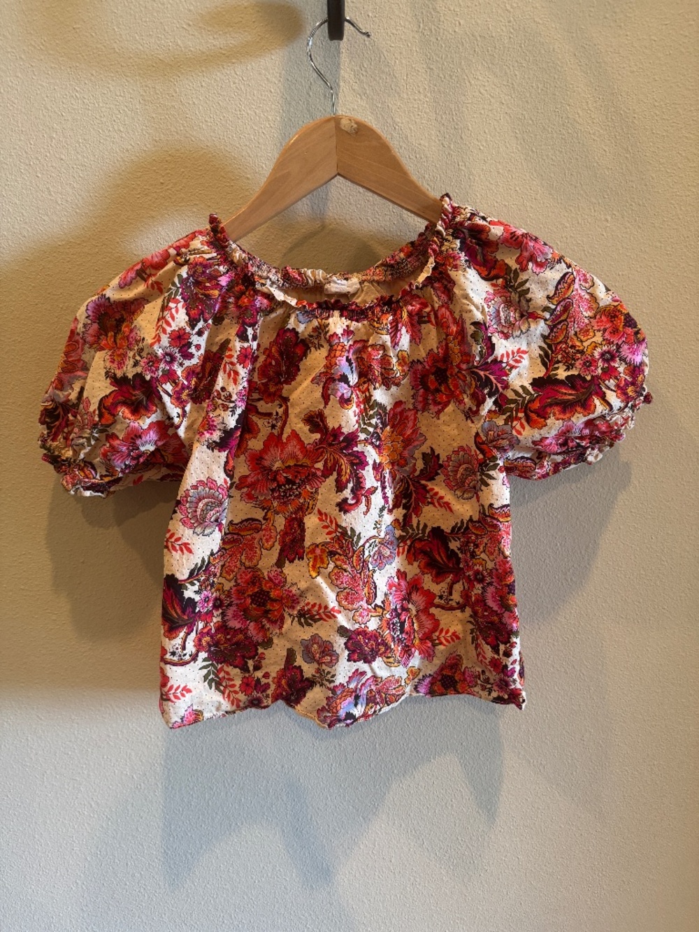 A Loves A Big Girls Floral Print Short Sleeve Ruffle Neck Top Medium